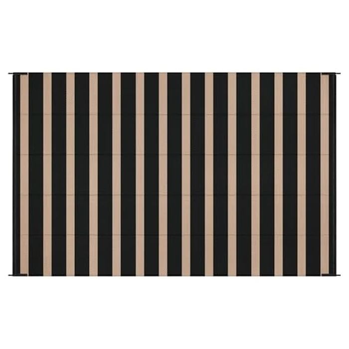 Vaukki Waterproof Outdoor Rug 5x8, Reversible Striped Patio Rug, Lightweight Plastic Straw Camping Mat, Indoor Outdoor RV Carpet for Outsides, Patio, Camping, Balcony, RV and Deck, Black and Beige by Vaukki - Image 9