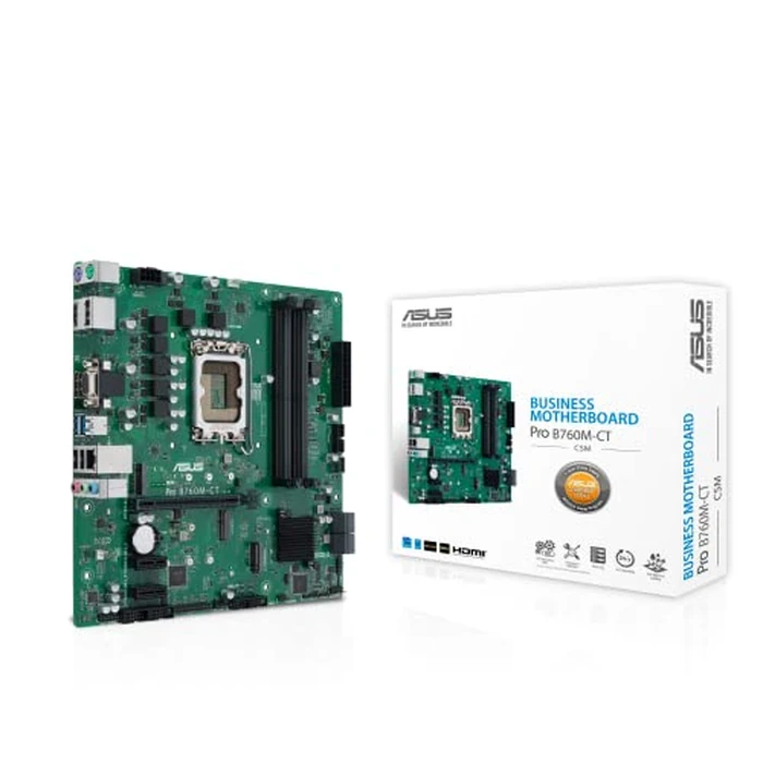 ASUS Pro B760M-CT-CSM Intel LGA1700(13th&12th Gen)mATX commercial motherboard,DDR5,PCIe 4.0,2xM.2 PCIe 4.0 slots,front USB 3.2 Gen 1 Type-C,D-Sub,TPM IC onboard,Q-LED Core,Mono-out header,SMBUS header by ASUS - Used - Very Good condition - US$73.10