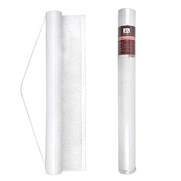 White Wedding Aisle Runner - Professional-Grade Nylon, Includes Tape Double-Sided Adhesive - Disposable Scroll Pattern Runner Great for Indoor or Outdoor Weddings, Prom, Parties by J&A Homes - Image 1