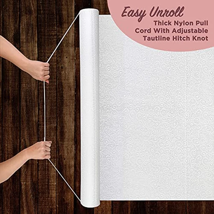 White Wedding Aisle Runner - Professional-Grade Nylon, Includes Tape Double-Sided Adhesive - Disposable Scroll Pattern Runner Great for Indoor or Outdoor Weddings, Prom, Parties by J&A Homes - Image 2