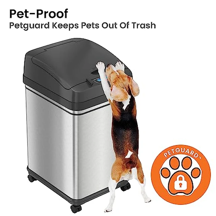 iTouchless 8 Gallon Dog-Proof Sensor Kitchen Trash Can with Lid and Odor Filter, Stainless Steel 30 Liter Automatic Recycling Bin Prevents Pets Getting in Trashcan Bedroom Home Office Bathroom by iTouchless - Image 2