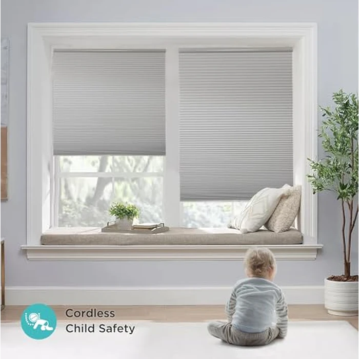 Joydeco Cellular Shades, Cordless Blackout Shades for Indoor Windows, Honeycomb Blinds for Thermal Insulated & Noise Reduction (Grey, 33" W x 64" H) by Joydeco - Image 6