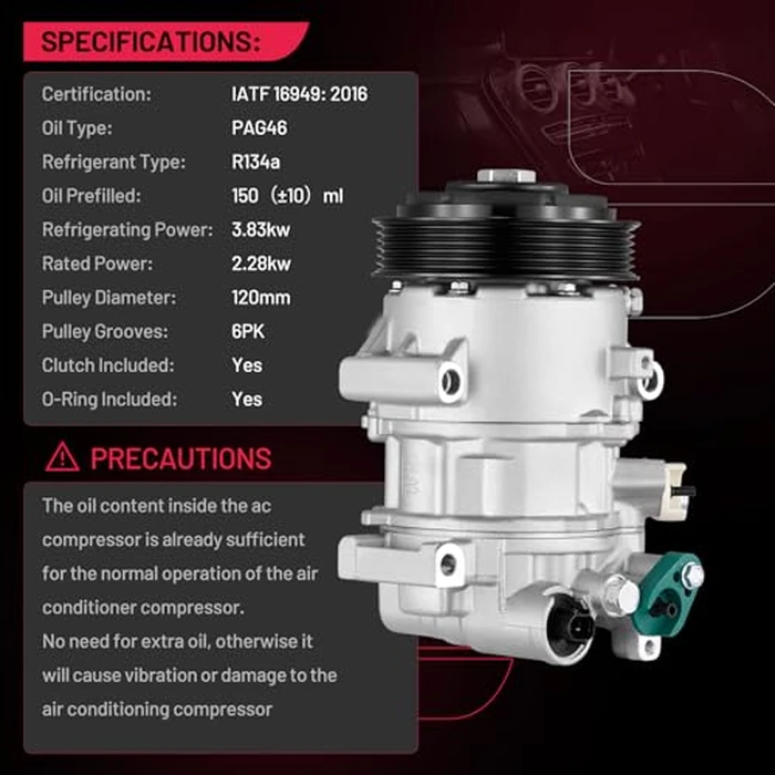 BDFHYK 198339 Air Conditioning A/C Compressor with Clutch Compatible with Toyota Corolla 1.8L 2014-2022, Corolla iM 1.8L 2017-2018, Replacement 88310-02850 88310-02851 88310-02852 88310-12B30 by BDFHYK - Image 6