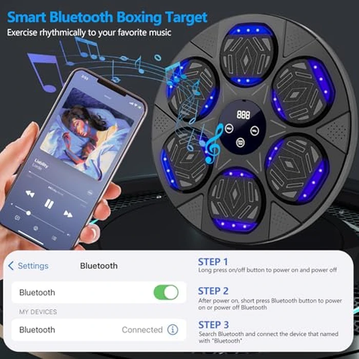 Music Boxing Machine for Adults & Kids, Wall Mounted Boxing Punching Pad with Gloves, Smart Training for Home, Office, Gym (Upgraded 9 Modes & 9 Speeds) by Poetish - Image 2