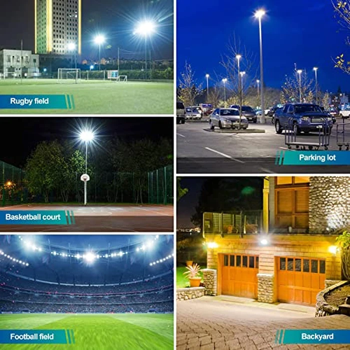 Indmird 2 Pack 60W Led Outdoor Flood Light, Exterior Flood Lights, Plug in Flood Light, for Yard, Stadium, Playground, Lawn,Garden, Garages,Basketball Court by Indmird - Image 6