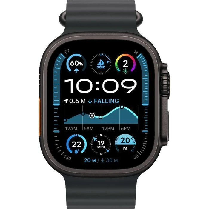 Apple Watch Ultra 2 (Cellular + GPS) - 64GB - 49mm - Black Titanium Case with Black Rubber Ocean Band - Large Size by Apple - Image 1