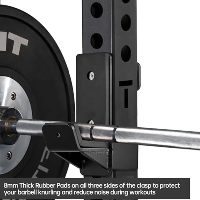 AINAFIX J Hooks for 2" x 2" Power Rack with 1" Hole, Rubber Pad J-Hook for Power Cage, Bottom Reinforced Steel J Cups for Squat Rack, Heavy Duty Barbell Holder, Black by AINAFIX - Image 4