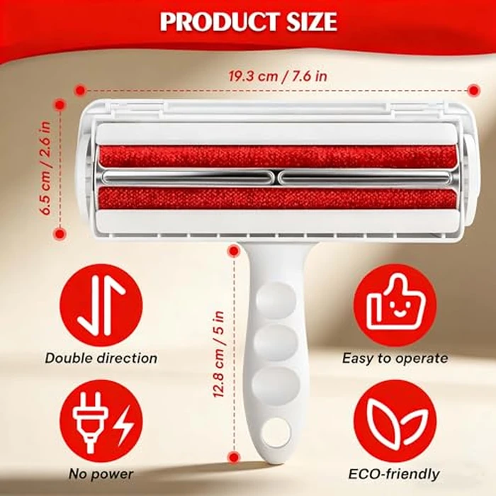 Reusable Pet Hair Remover Roller - Heavy Duty Manual Lint Roller for Dog & Cat Hair - Furniture, Couch, Carpet, Rugs & Car Seats - Durable ABS, Portable & Eco-Friendly by Generic - Image 8
