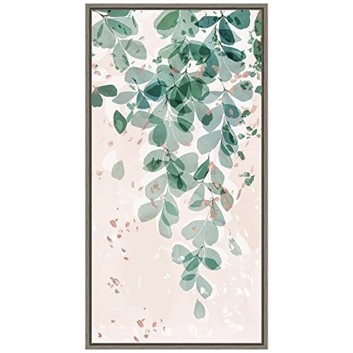 Amanti Art Framed Canvas Wall Art Print Hanging greenery by Isabelle Z (14.0 in. W x 26.5 in. H), Sylvie Greywash Framed Canvas Wall Decor - Medium by Amanti Art - Used - Very Good condition - CA$101.03