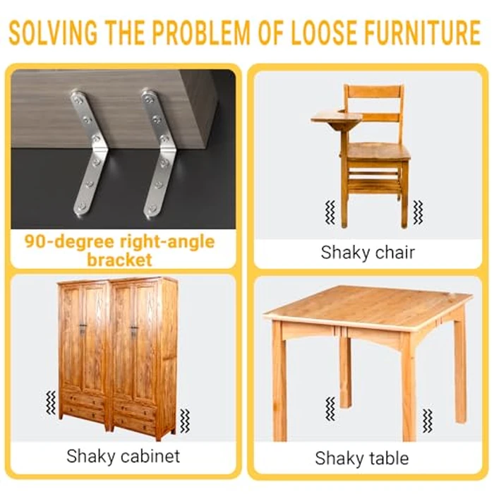 25Pcs Stainless Steel Angle Brackets, 3”x 3” Heavy Duty Corner Brackets,Metal Corner Braces for Wood, 3MM 90 Degree Joint Hardware, 3inch l Bracket for Shelves Wood Furniture Cabinet Chairs Bookshelf by WENQUIT - Image 6