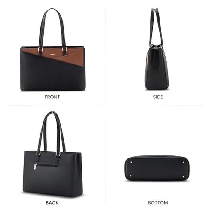 LOVEVOOK Laptop Tote Bag for Women, Office Work Bag Briefcase fit for 15.6 inch Laptop, Large Capacity Teacher Computer Bag Handbag Black/Brown by LOVEVOOK - Image 6