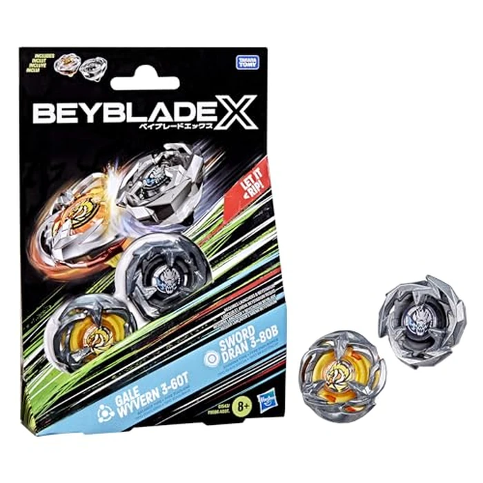 Beyblade X Gale Wyvern 3-60T & Sword Dran 3-80B Dual Pack Set with 2 Right-Spinning Tops; Battle Tops; Games/Toys for Boys & Girls 8+ by Beyblade - Used - Like New condition - US$11.50