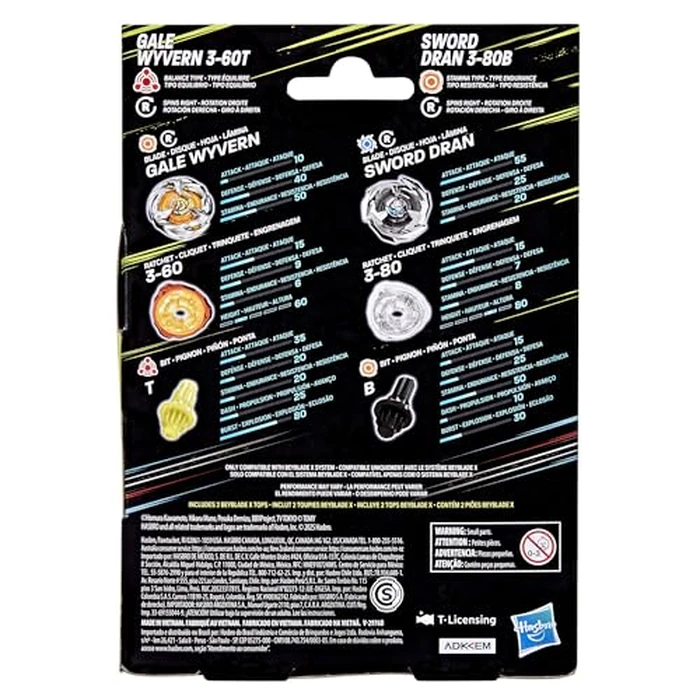Beyblade X Gale Wyvern 3-60T & Sword Dran 3-80B Dual Pack Set with 2 Right-Spinning Tops; Battle Tops; Games/Toys for Boys & Girls 8+ by Beyblade - Image 4