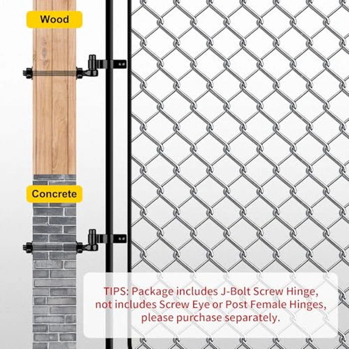 4 PCS J Bolt Gate Hinges, 304 Stainless Steel M12 6" Gate Hinge Bolt with 5/8'' Pin for Chain Link Fence/Farm/Wooden Fence/Driveway by Dtructiew - Image 3