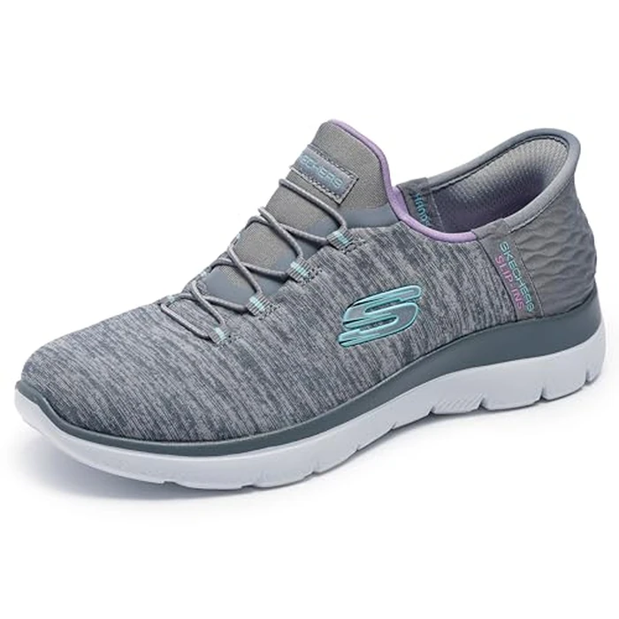 Skechers Women's Hands Free Slip Ins Summits Dazzling Haze Sneaker, Grey Mint, 8.5 by Skechers - Image 1