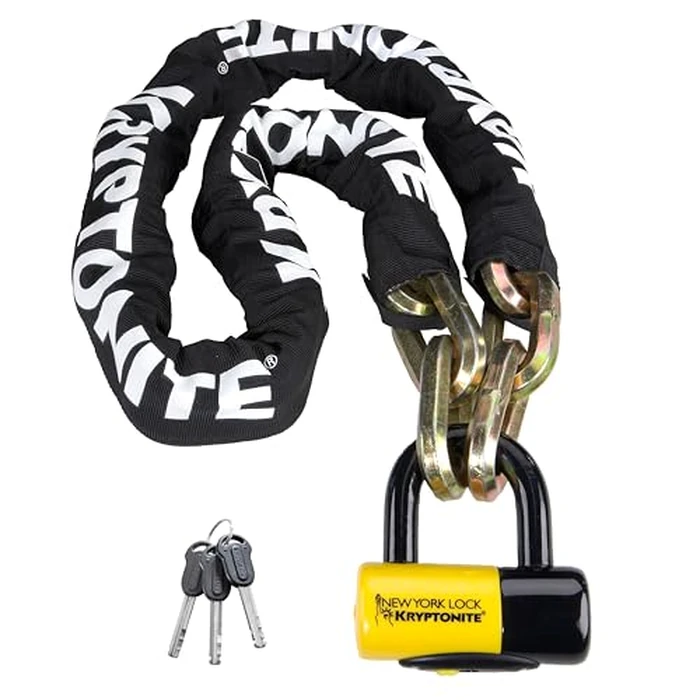 Kryptonite New York FAHGETTABOUDIT 1415 Bike Chain Lock, 3.25 Feet Long 14mm Steel Chain 15 Pounds Heavy Duty Anti-Theft Bicycle Lock with Keys, 10/10 Security Rating for E-Bike E-Scooter Motorcycle by Kryptonite - Used - Very Good condition