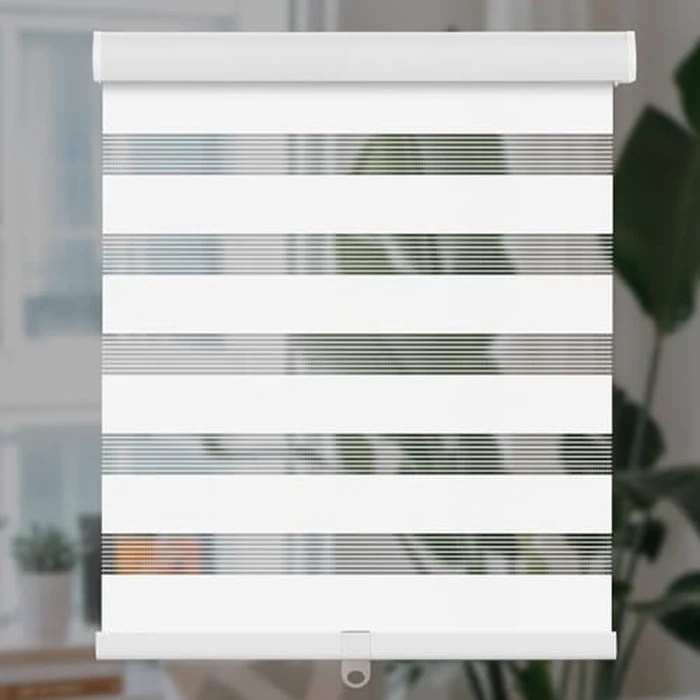AGESISI Zebra Blinds for Windows with Valance Cover Cordless Zebra Roller Shades for French Door, Light Filtering Day Night Blinds, Dual Layer Window Blind, 49" W X 90" H (124W X 228H cm), White by AGESISI - Image 1