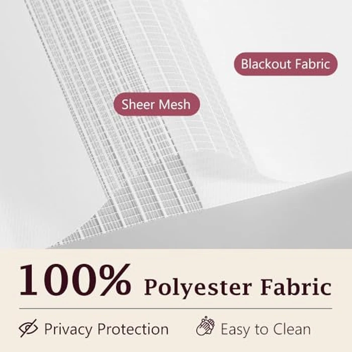 AGESISI Zebra Blinds for Windows with Valance Cover Cordless Zebra Roller Shades for French Door, Light Filtering Day Night Blinds, Dual Layer Window Blind, 49" W X 90" H (124W X 228H cm), White by AGESISI - Image 3