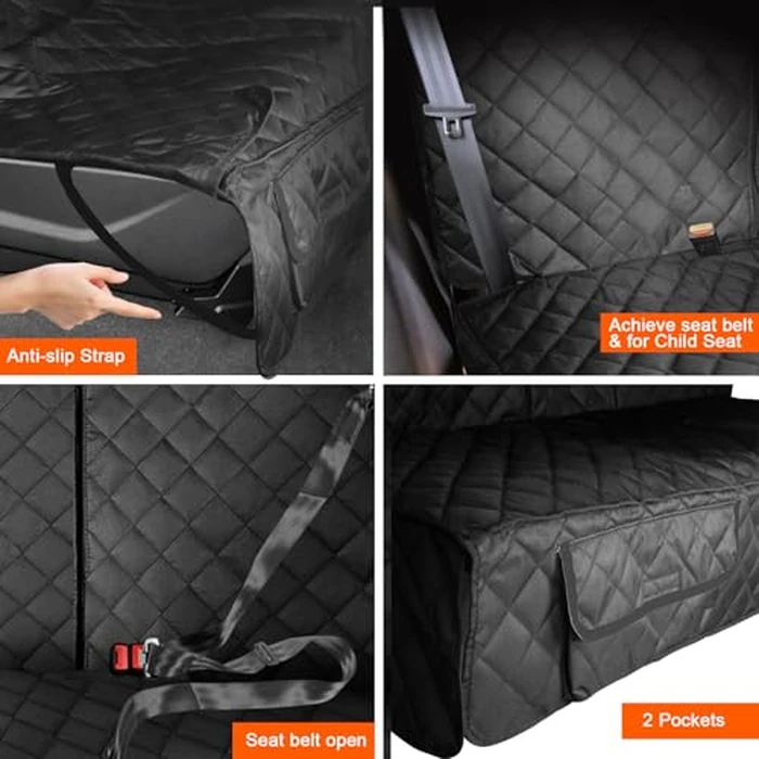 Waterproof Pet Seat Cover Car Seat Cover Protector for Dogs, Heavy Duty Scratch Proof Nonslip Durable Soft Pet Back Seat Covers for Cars Trucks and SUVs with 2 Belts (All Black, M) by Sonlogiftev - Image 4