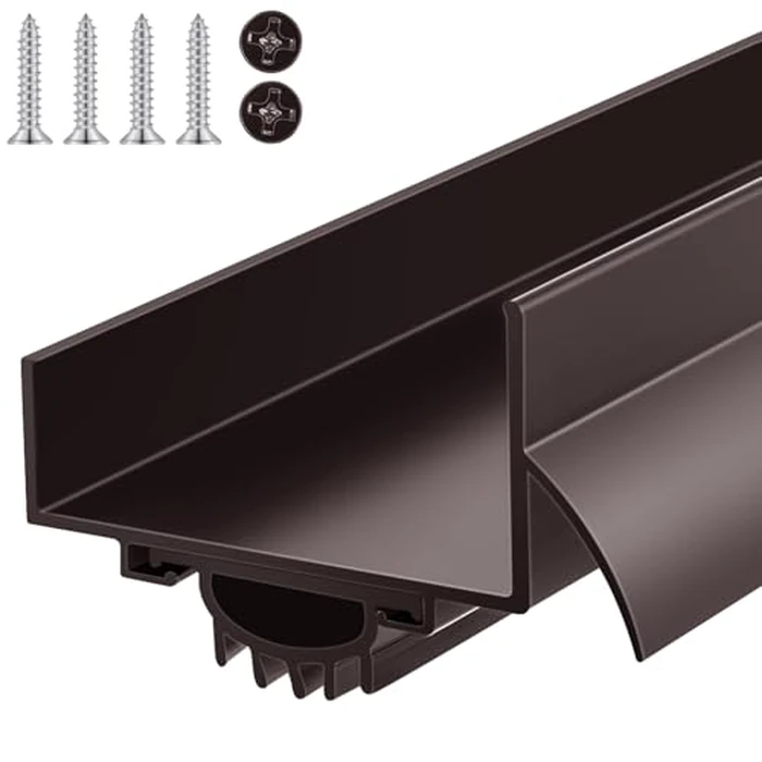 MorningRo 1 Pcs 1-3/4" x 36" U Shaped Aluminum Door Sweep for Bottom of Door with Drip Cap Screw-on Metal Weather Stripping Seal Draft Stopper Threshold for Exterior Front Doors (Brown) by MorningRo - Used - Very Good condition - US$34.70