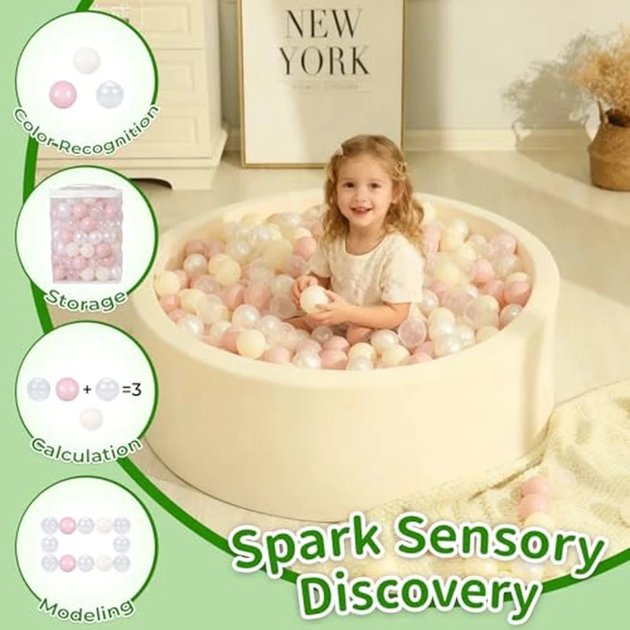 Ball Pit Balls for Toddlers 2.4 in, 100 Balls BPA Free Phthalate Free Non-Toxic Play Plastic Balls for Baby Kids Party Tent Party, Pink Pearl White by TRENDPLAY - Image 5