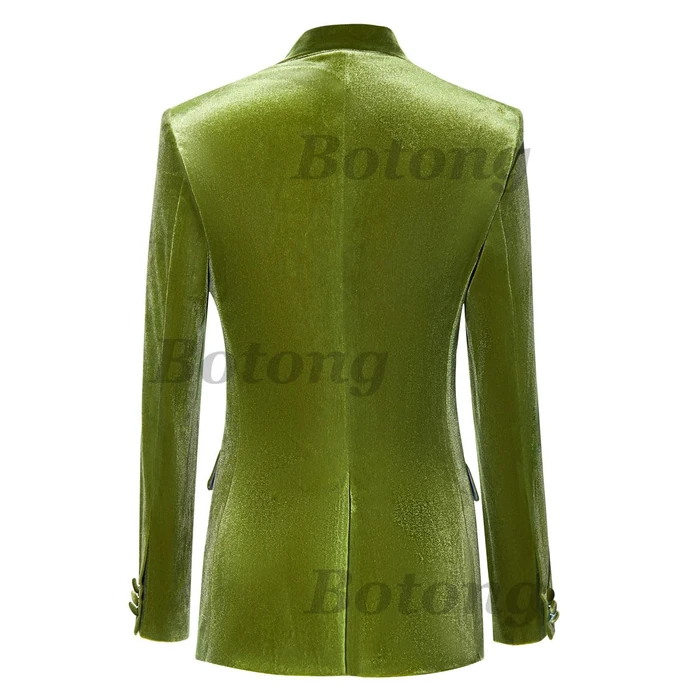 Botong Velvet Suit for Women 2 PC Double Breasted Pants Suit Peak Lapel Formal Tuxedos Womens Business Outfit Burgundy S by Botong - Image 3