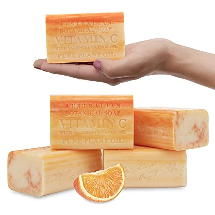 Australian Botanical Soap Vitamin C with Valencia Orange Oil 6.6 oz Luxury Soap Bars Enriched with Shea Butter, Suitable for Men, Women and All Skin Types, Pack of 4 by Australian Botanical Soap - Used - Like New condition - US$19.41