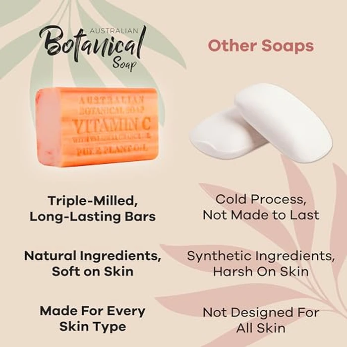 Australian Botanical Soap Vitamin C with Valencia Orange Oil 6.6 oz Luxury Soap Bars Enriched with Shea Butter, Suitable for Men, Women and All Skin Types, Pack of 4 by Australian Botanical Soap - Image 6