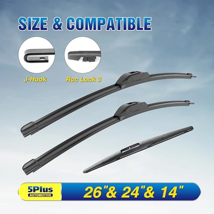 5 PLUS Windshield Wipers Replacement For 2016-2024 Honda Pilot Windshield Wipers, Original Equipment Automotive Replacement Windshield Wiper Blades 26"+24"+14"(3 Wipers) by 5 PLUS - Image 2