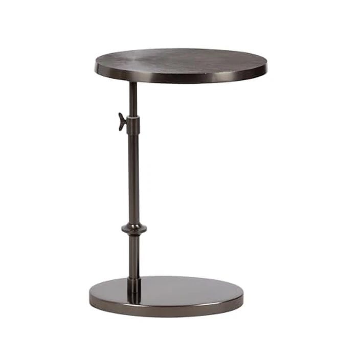 Kate and Laurel Engles Traditional Adjustable-Height Oval C-Table, 15 x 10 x 28, Gray Gunmetal, Vintage Round Indoor Metal C-Shaped End Table with Embossed Pattern for Use as Overbed Table by Kate and Laurel - Used - Like New condition - US$106.42