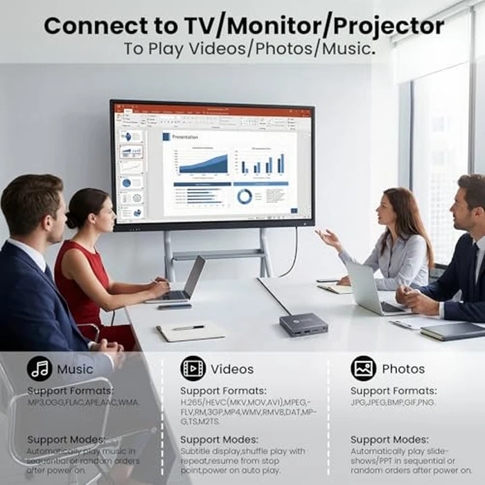 ByDiffer 4K Digital Media Player, TV MP4 Video Player for USB Drive/TF Card, 4K@60Hz Digital Signage HD Media Players with HDMI/AV/Optical, H.265/HEVC, Looping Auto Playback, Grey by BYDIFFER - Image 4