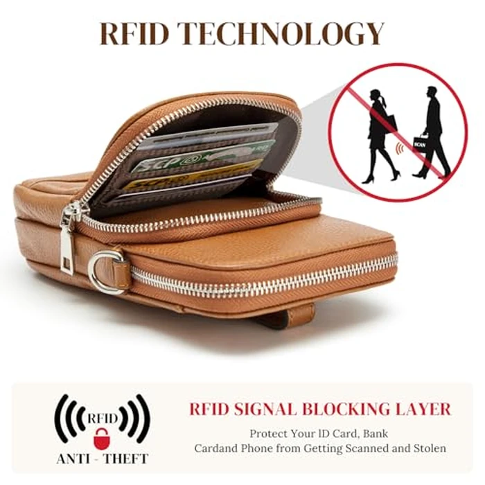 S-ZONE Small Crossbody Bags for Women Travel, Genuine Leather Wallet Phone Purse with RFID Blocking by S-ZONE - Image 5