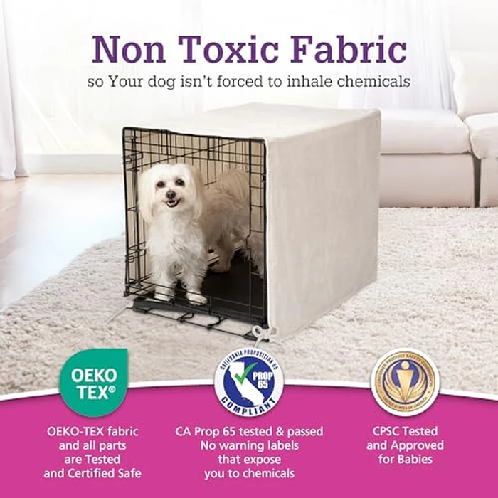 Pet Dreams Dog Crate Cover - Breathable Fabric Kennel Topper for Single-Door Crates, Fits iCrate Dog Cages 18, 24, 30, 36, 42, 48 Inches (Ivory, X Small, 18") by Pet Dreams - Image 7