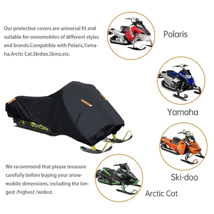 Snowmobile Cover Heavy Duty 420D Oxford Universal Trailerable Snowmobile Storage Cover, Compatible with P-olaris Ski-Doo A-rctic Cat Y-amaha L-ynx C-amso C-FMOTO (Black, 115" L x 51" W x 48" H) by GrondNictory - Image 4