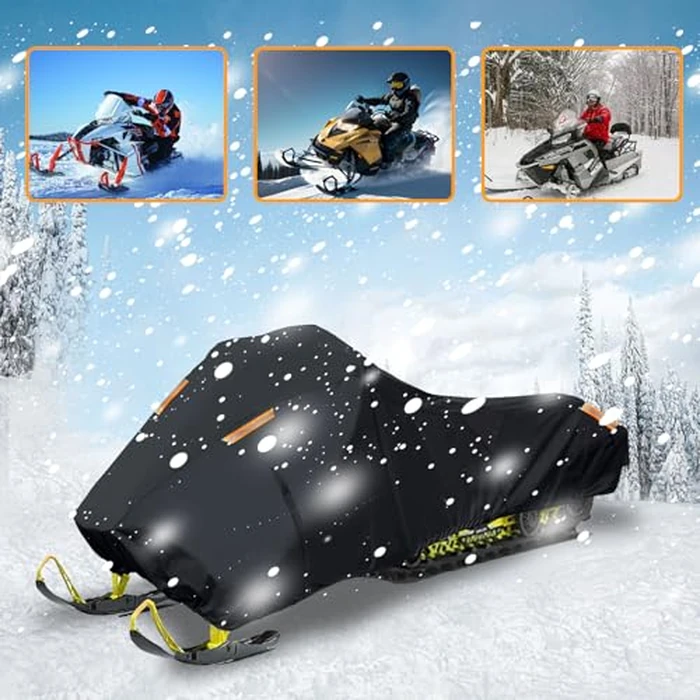Snowmobile Cover Heavy Duty 420D Oxford Universal Trailerable Snowmobile Storage Cover, Compatible with P-olaris Ski-Doo A-rctic Cat Y-amaha L-ynx C-amso C-FMOTO (Black, 115" L x 51" W x 48" H) by GrondNictory - Image 6