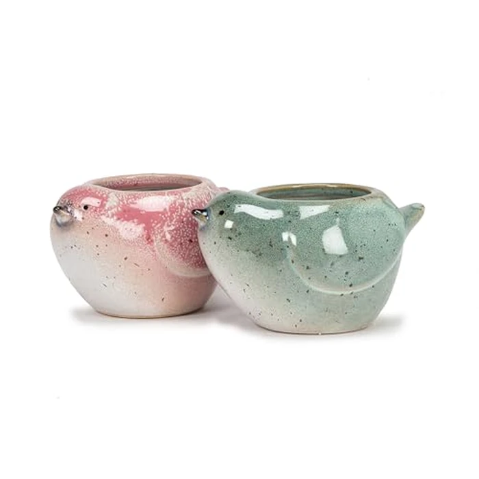 Abbott Collection Bird Stoneware Planter - Pink, Small (3" H) by Abbott Collection - Image 2