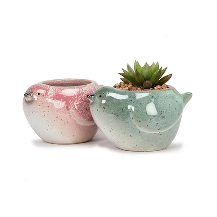 Abbott Collection Bird Stoneware Planter - Pink, Small (3" H) by Abbott Collection - Image 3