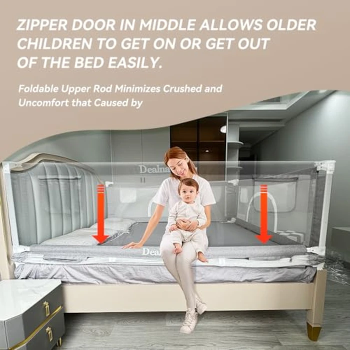 DealnaStar Bed Rail for Toddlers and Kids, 72" Adjustable Safety Bed Guard with 28 Height Gears,Universal Bedside Rail Fit Twin/Full/Queen/King/Cal King Mattresses. by DEALNASTAR - Image 3