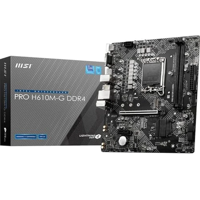 MSI PRO H610M-G DDR4 DDR4 Motherboard (mATX, 12th Gen Intel Core, LGA 1700 Socket, DDR4, PCIe 4, 2.5G LAN, M.2 Slots, USB 3.2) by MSI - Image 1