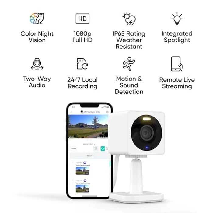 WYZE Cam OG 1080p HD Wi-Fi Security Camera - Indoor/Outdoor, Color Night Vision, Spotlight, 2-Way Audio, Cloud & Local storage- Ideal for Home Security, Baby, Pet Monitoring - Alexa & Google Assistant by WYZE - Image 2