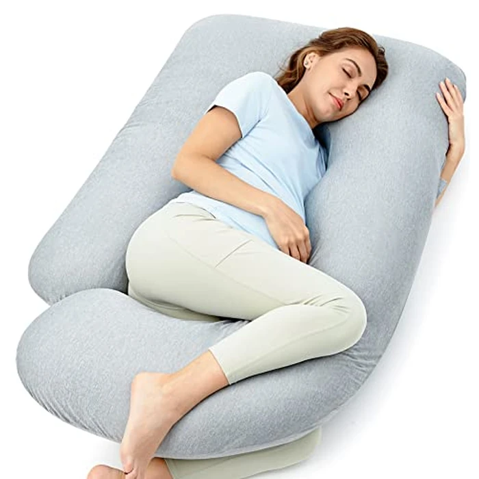 Momcozy Pregnancy Pillows with Cooling Cover, U-Shaped Full Body Maternity Pillow for Side Sleepers 57 Inch - Support for Back, Hip, Belly, Legs for Pregnant Women by Momcozy - Used - Like New condition - US$61.74