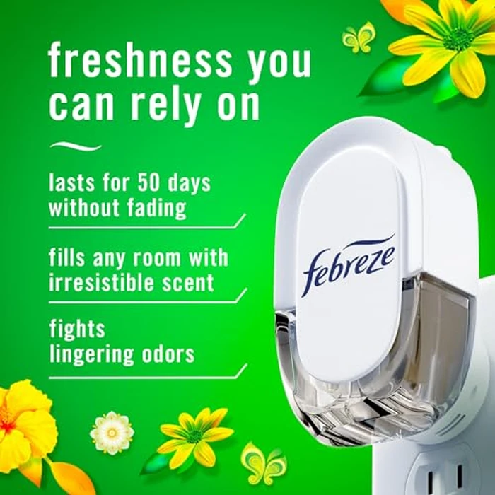 Febreze Plug-In Air Freshener, Odor-Fighting Scented Oil Starter Kit, Air Fresheners for Home, Bathroom and Kitchen, Long Lasting, Gain Original Scent, Warmer + 4 Refill, Multicolor by Febreze - Image 2