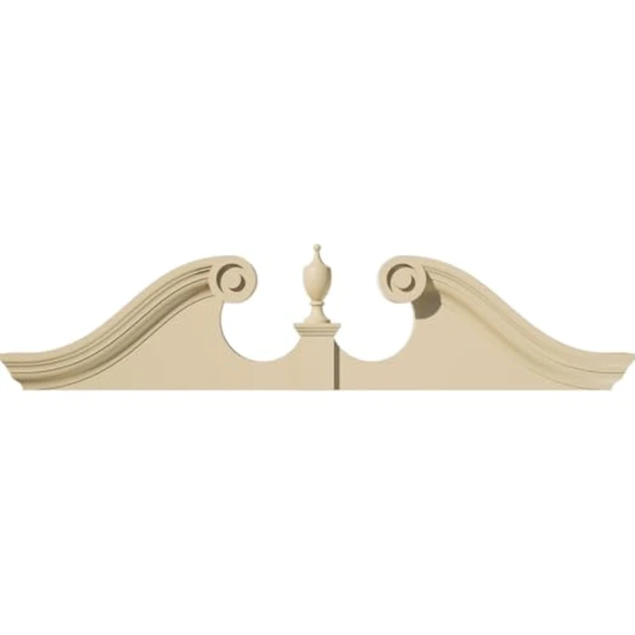 44"W x 11"H x 3"P Rams Head Signature Urethane Pediment (Urn Ships Unattached in Box), Primed Tan by Ekena Millwork - Used - Very Good condition