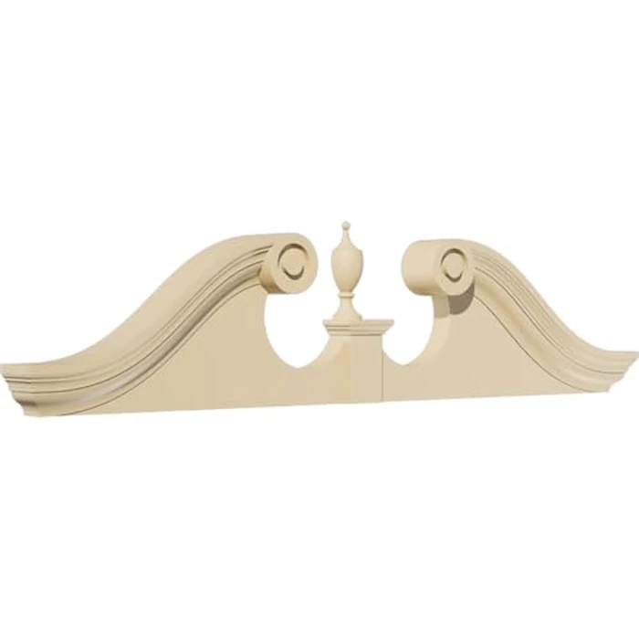 44"W x 11"H x 3"P Rams Head Signature Urethane Pediment (Urn Ships Unattached in Box), Primed Tan by Ekena Millwork - Image 3