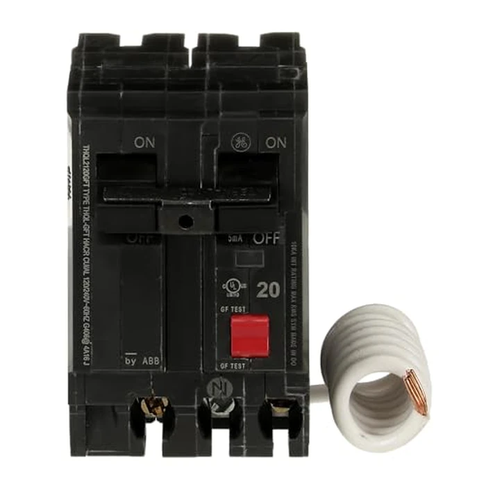ABB Q-Line(R) THQL2120GFTP 20A Double Pole Circuit Breaker • 20 Amp Double Pole Ground Fault Breaker with Self-Test • 120/240 VAC 2-Pole GFCI Breaker • Ground Fault Circuit Interrupter by ABB - Used - Like New condition - US$59.99