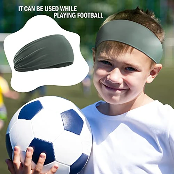 Zhanmai 8 Pieces Boys Headbands Athletic Sweatbands Kids Sports Wicking Headbands Breathable Headbands Elastic Sweat Headband Girls Boys for Football Basketball Running Exercise(Camo and Plain) by Zhanmai - Image 5