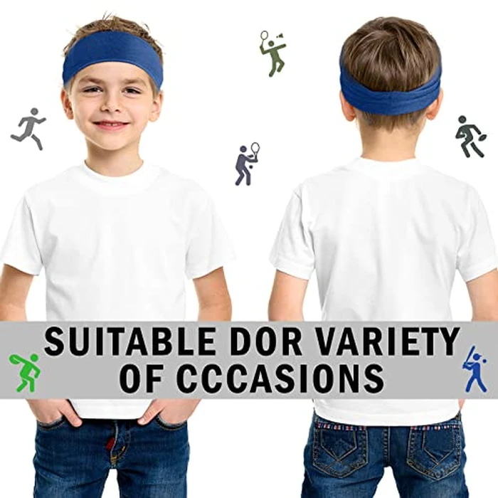 Zhanmai 8 Pieces Boys Headbands Athletic Sweatbands Kids Sports Wicking Headbands Breathable Headbands Elastic Sweat Headband Girls Boys for Football Basketball Running Exercise(Camo and Plain) by Zhanmai - Image 7