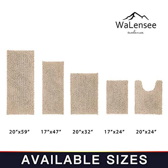 Walensee Bathroom Contour Rug Non Slip Toilet U Shaped Bath Mat (20x24, Beige) Water Absorbent Super Soft Shaggy Chenille Machine Washable Dry Extra Thick Perfect Absorbant Best Plush Carpet by Walensee - Image 2