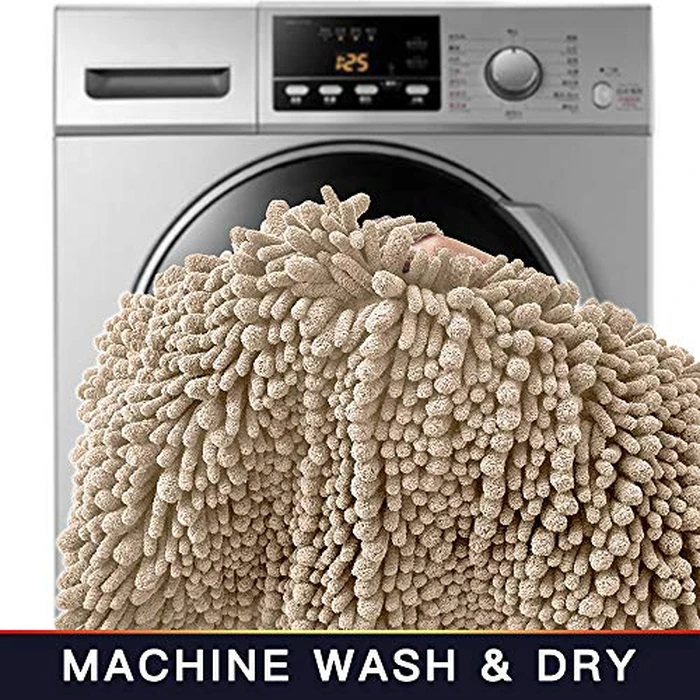 Walensee Bathroom Contour Rug Non Slip Toilet U Shaped Bath Mat (20x24, Beige) Water Absorbent Super Soft Shaggy Chenille Machine Washable Dry Extra Thick Perfect Absorbant Best Plush Carpet by Walensee - Image 6