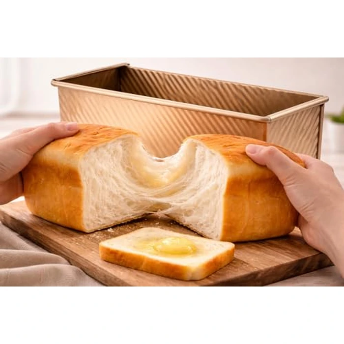 Spmarkt 13inchx 5inch Long Non-Stick Rectangle Pullman Loaf Pan with Lid, 2.2lb Capacity Sourdough Bread Pans for Homemade Bread, Deep Bread Tin with Dough Scraper Cutter by Spmarkt - Image 6